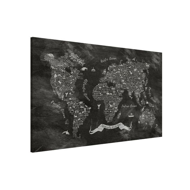Inredning av barnrum Chalk Typography World Map