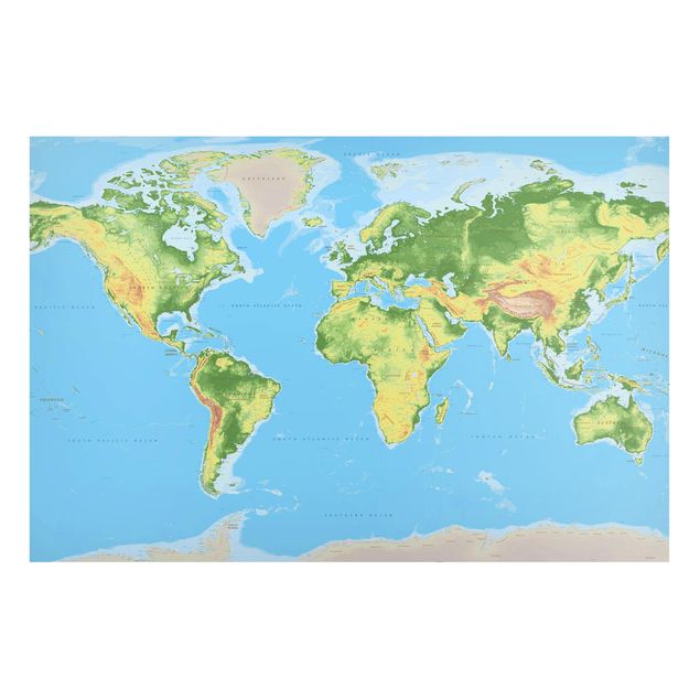 Magnettavla världskartor Physical World Map