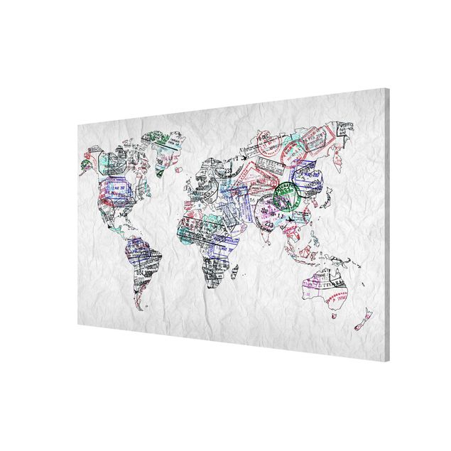 Magnettavla ordspråk Passport Stamp World Map