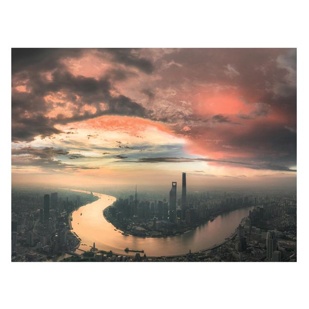 Tavlor arkitektur och skyline Shanghai Morning