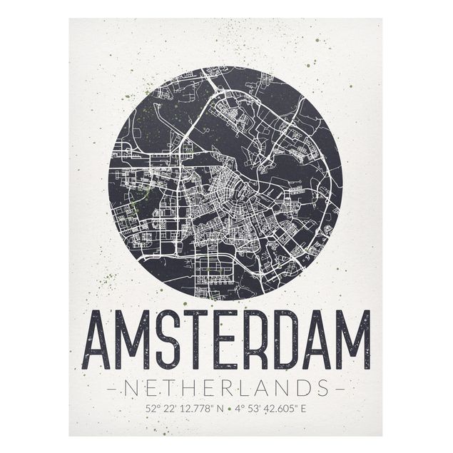 Magnettavla världskartor Amsterdam City Map - Retro