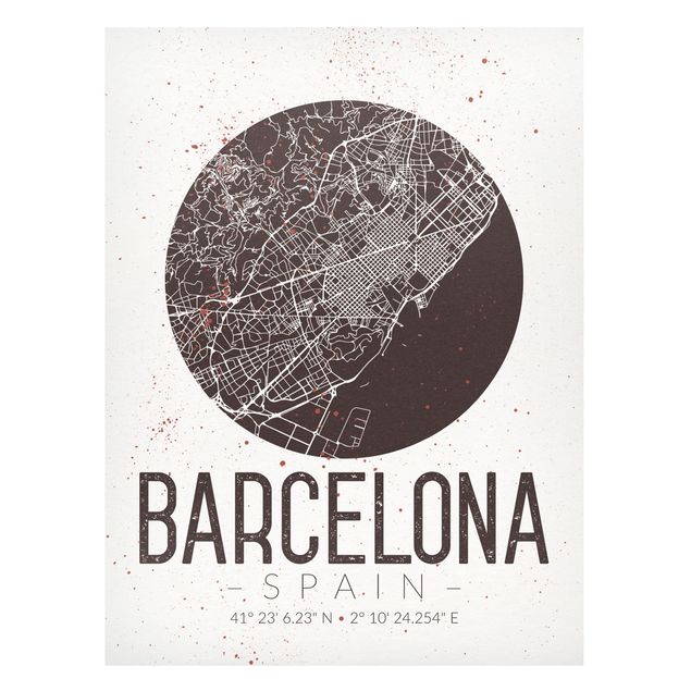 Magnettavla världskartor Barcelona City Map - Retro