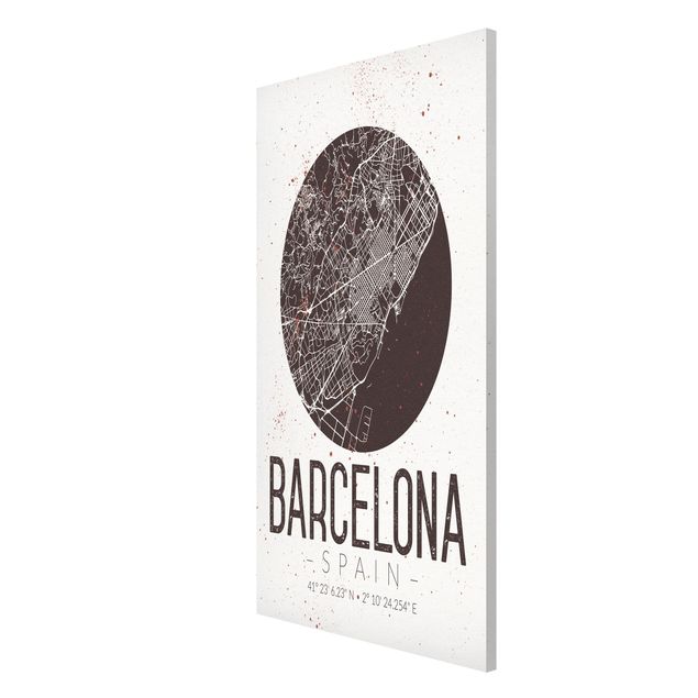 Magnettavla ordspråk Barcelona City Map - Retro