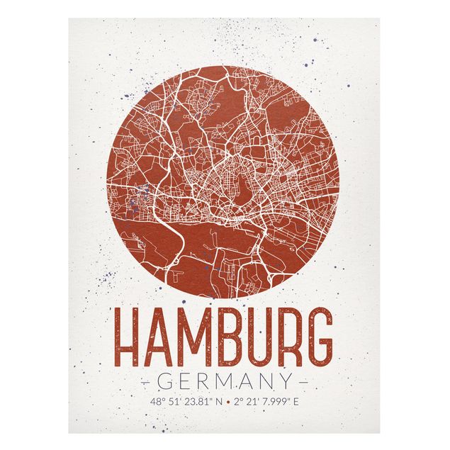 Magnettavla världskartor Hamburg City Map - Retro