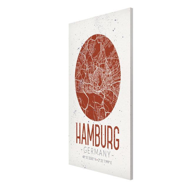Magnettavla ordspråk Hamburg City Map - Retro
