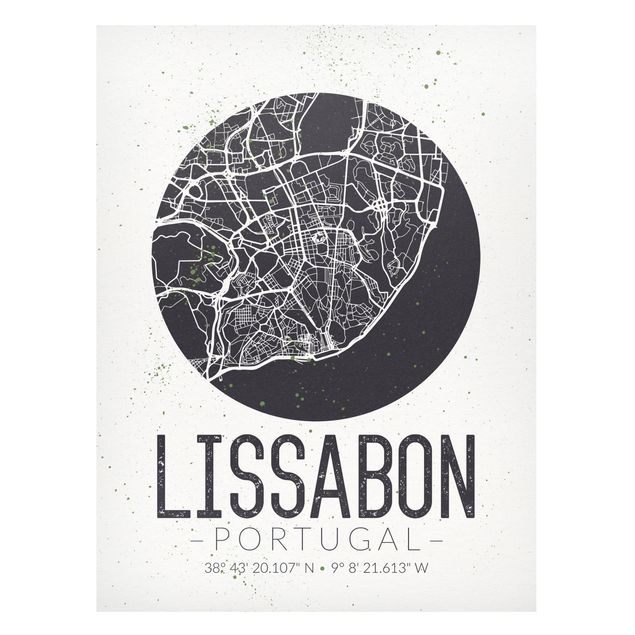 Magnettavla världskartor Lisbon City Map - Retro