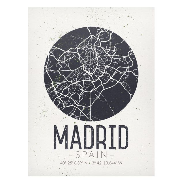 Magnettavla världskartor Madrid City Map - Retro