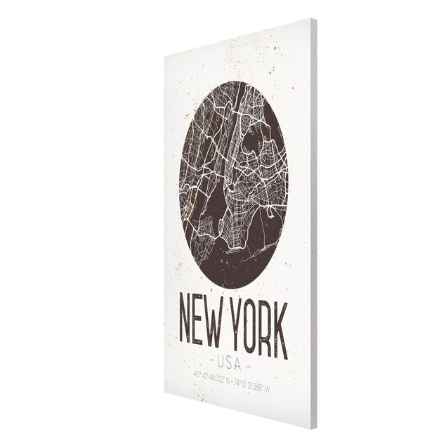Magnettavla världskartor New York City Map - Retro