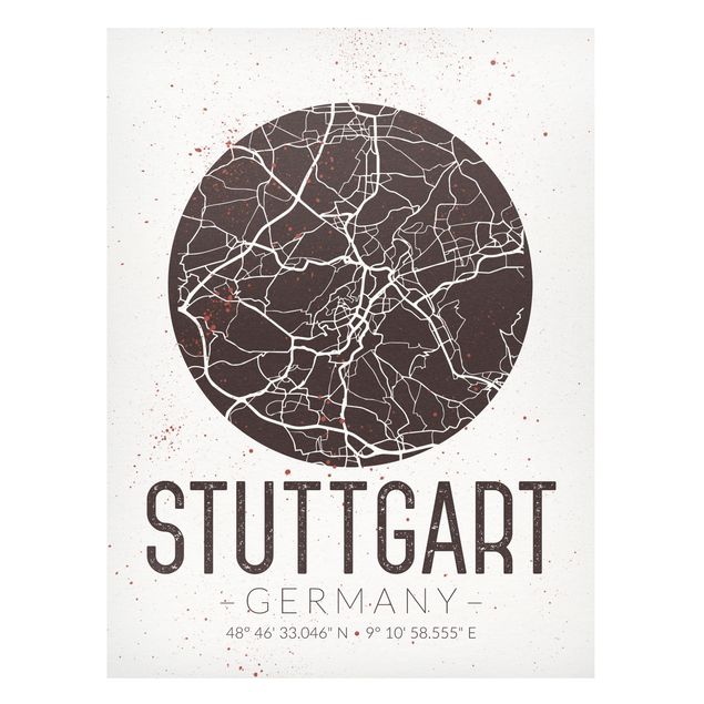Magnettavla världskartor Stuttgart City Map - Retro