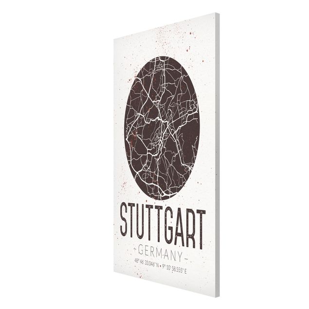 Magnettavla ordspråk Stuttgart City Map - Retro