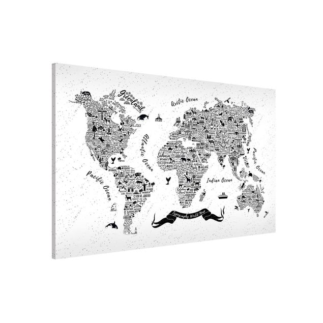 Inredning av barnrum Typography World Map White