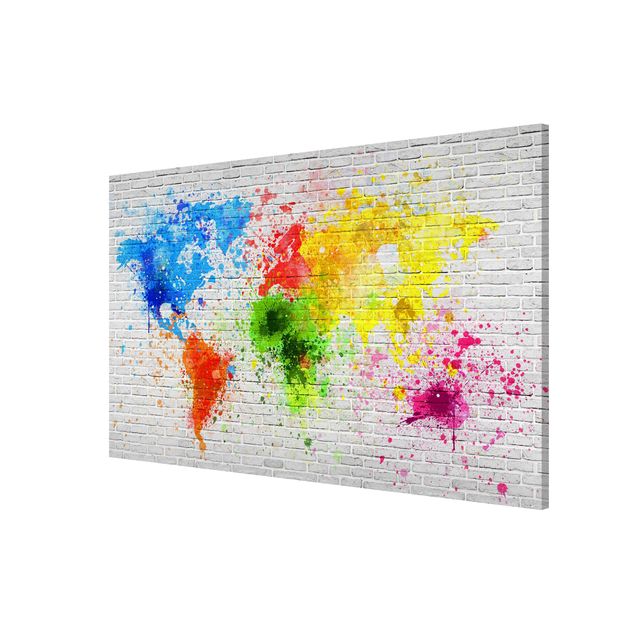 Magnettavla världskartor White Brick Wall World Map