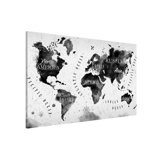 Kök dekoration World Map Watercolour Black