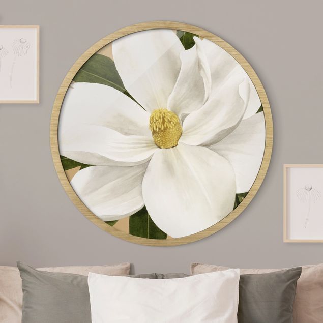 Tavlor blommor Magnolia On Gold II