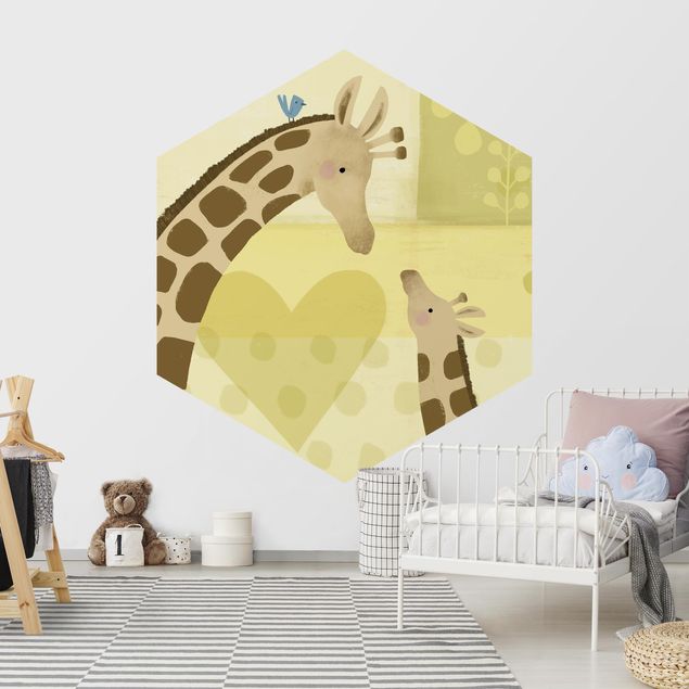 Hexagonala tapeter Mum And I - Giraffes