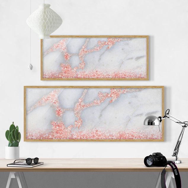 Tavlor abstrakt Marble Look With Pink Confetti