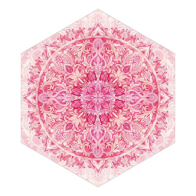 Fototapeter beige Mandala Watercolour Ornament Pattern Pink