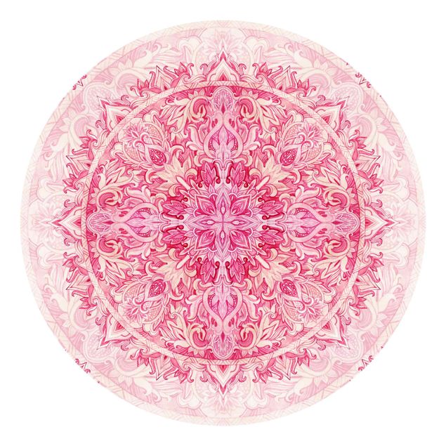 Tapeter modernt Mandala Watercolour Ornament Pattern Pink