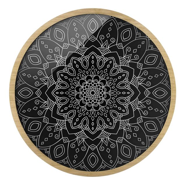 Tavlor Mandala Flower Pattern Silver Black