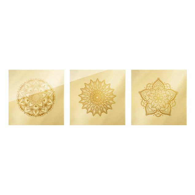 Tavlor Mandala Flower Sun Illustration Set Gold