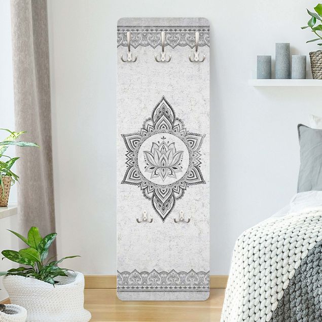 Klädhängare vägg mönster Mandala Lotus Concrete Look