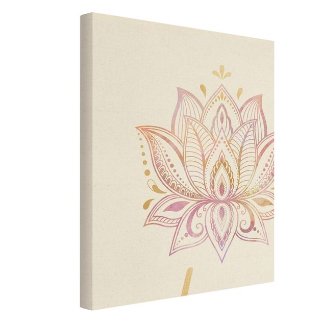 Canvastavlor Mandala Namaste Lotus Set Gold Light Pink