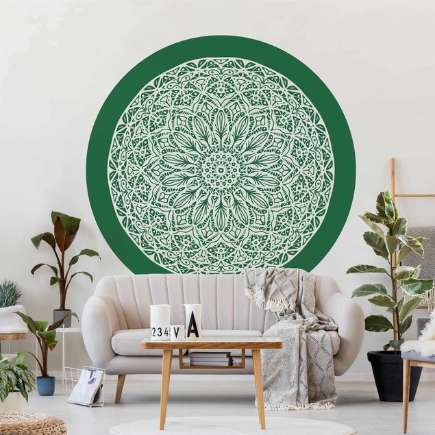Kök dekoration Mandala Ornament Green Backdrop
