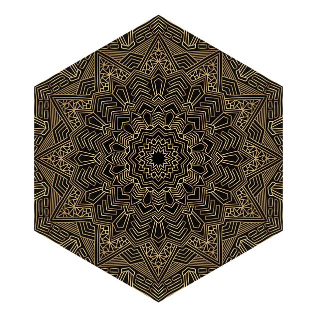 Tapeter Mandala Star Pattern Gold Black