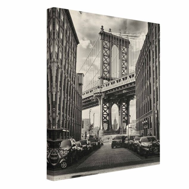 Tavlor arkitektur och skyline Manhattan Bridge in America