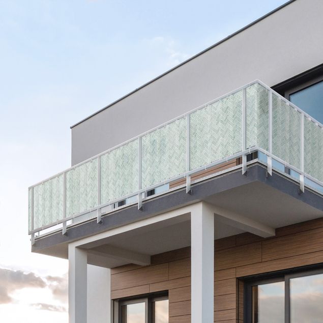 Insynsskydd för balkong väderbeständigt Marble Fish Bone Tiles - Mint