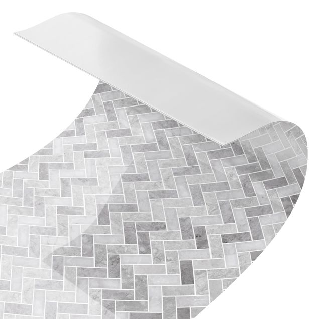 väggplatta kök Marble Fish Bone Tiles - Medium Grey