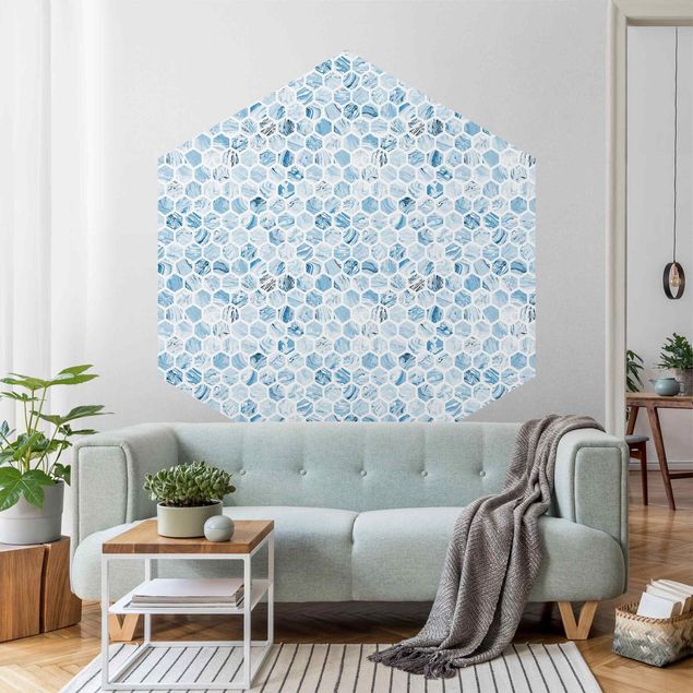 Kök dekoration Marble Hexagons Blue Shades