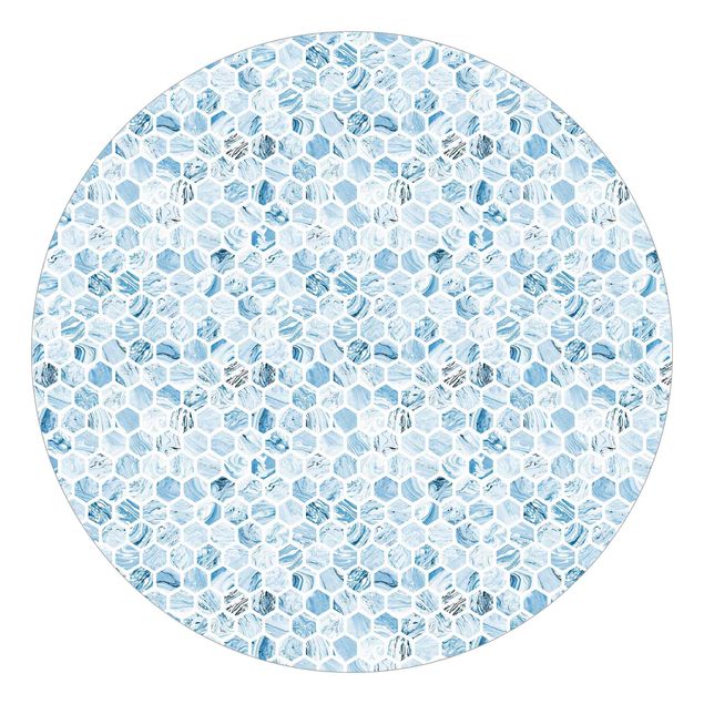 Mönstertapet Marble Hexagons Blue Shades