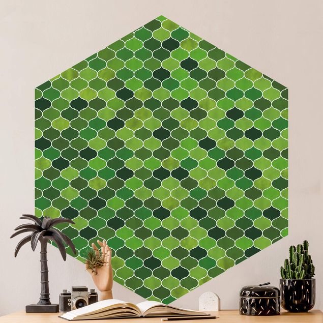 Kök dekoration Moroccan Watercolour Pattern Green
