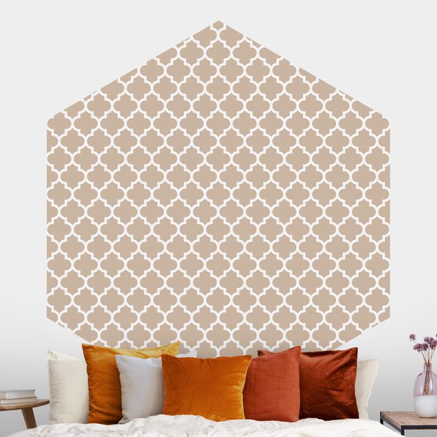 Tapeter dekorationer Moroccan Pattern With Ornaments In Front Of Beige