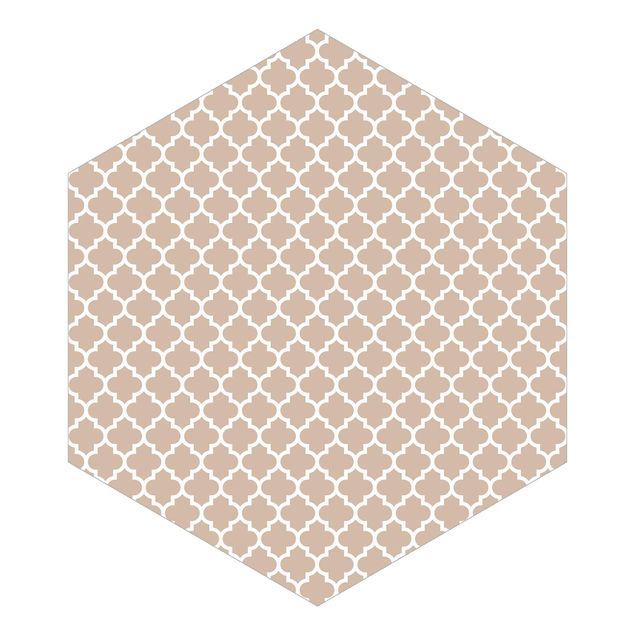 Hexagonala tapeter Moroccan Pattern With Ornaments In Front Of Beige
