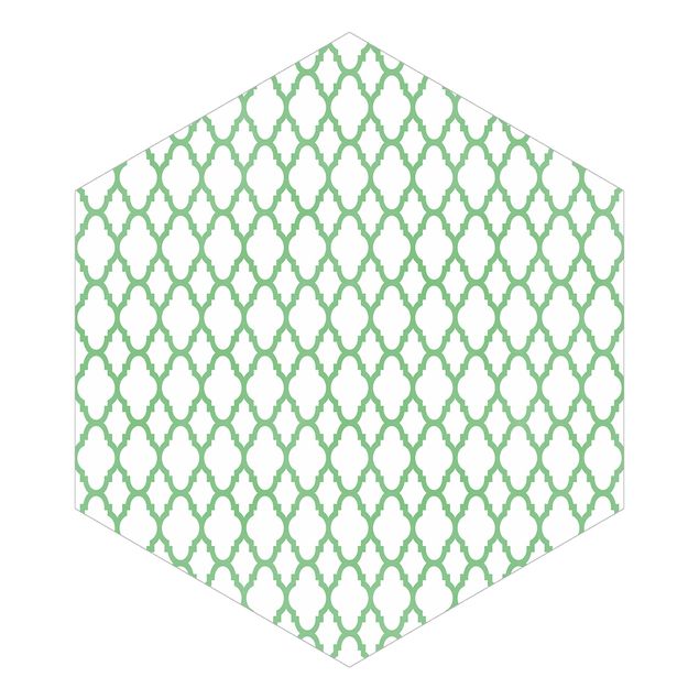 Fototapeter grön Moroccan Honeycomb Line Pattern