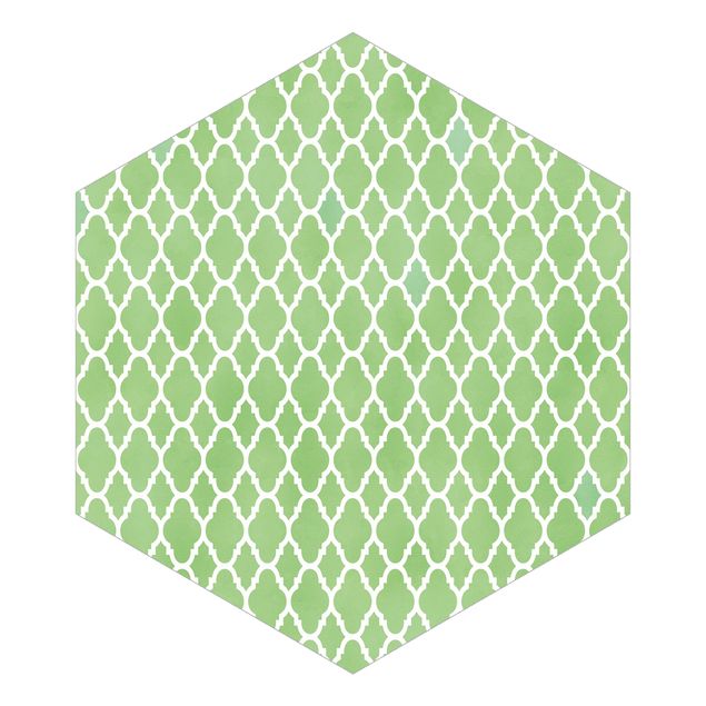 Fototapeter grön Moroccan Honeycomb Pattern