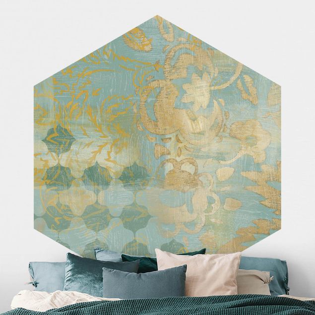 Tapeter dekorationer Moroccan Collage In Gold And Turquoise II