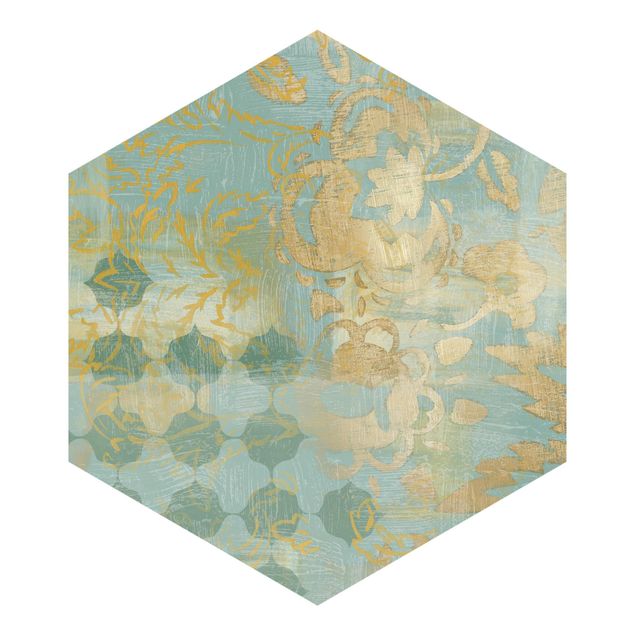Tapeter Moroccan Collage In Gold And Turquoise II