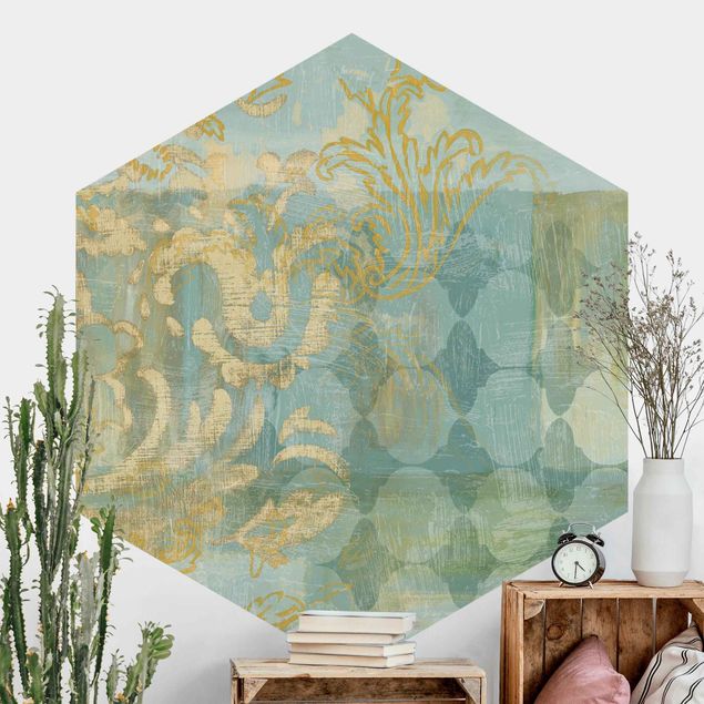 Tapeter dekorationer Moroccan Collage In Gold And Turquoise