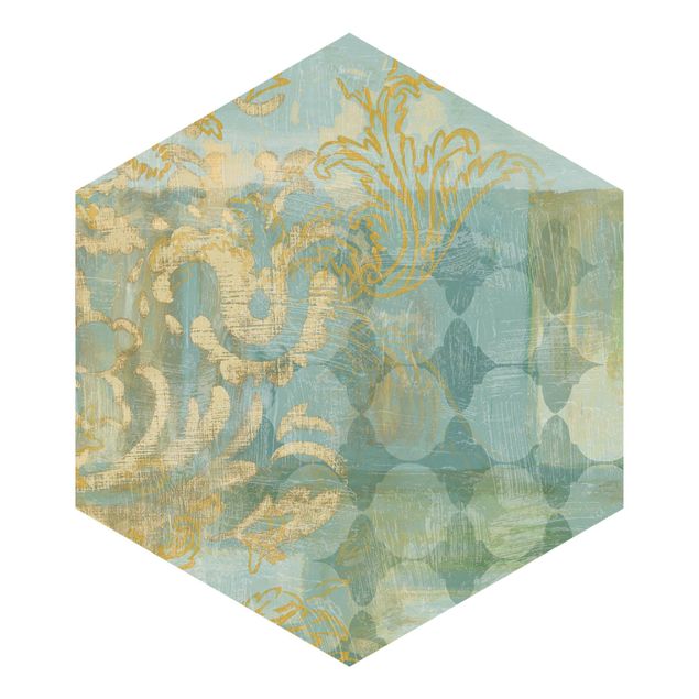 Tapeter Moroccan Collage In Gold And Turquoise