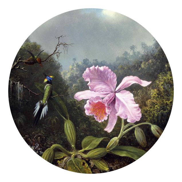 Konstutskrifter Martin Johnson Heade - Still Life With An Orchid And A Pair Of Hummingbirds