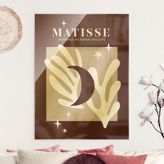 Glastavlor abstrakt Matisse Interpretation - Moon And Stars Red