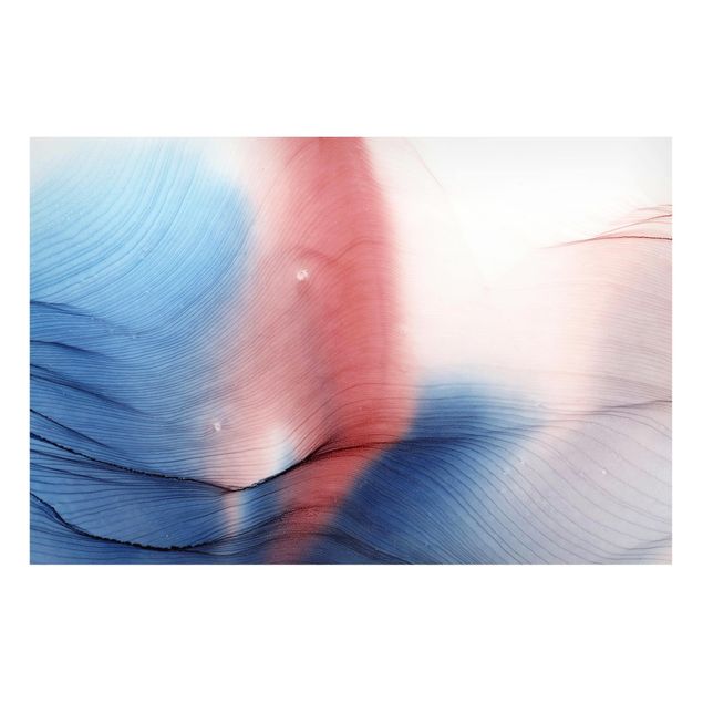 Tavlor abstrakt Mottled Colour Dance In Blue With Red