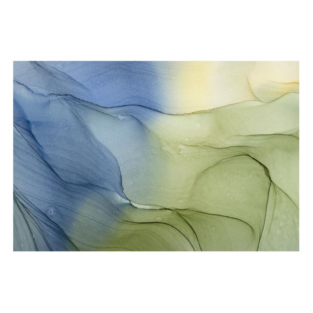 Tavlor abstrakt Mottled Bluish Grey With Moss Green