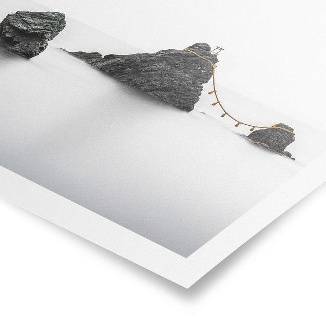 Posters svart och vitt Meoto Iwa -  The Married Couple Rocks