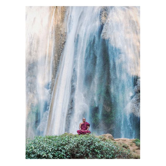 Tavlor natur Monk At Waterfall
