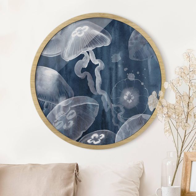 Tavlor med ram djur Moon Jellyfish I
