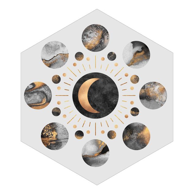 Tapeter Moon Phases Abstract Gold